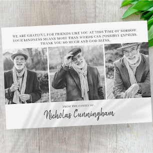 Memorial Three Custom Photo and Message Thank You  Note Card