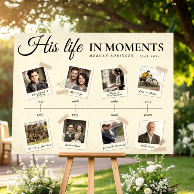 Memorial Timeline Poster Gifts Print for Man (Funeral Photo Memory Timeline Board Poster, Memorial Gift Idea)