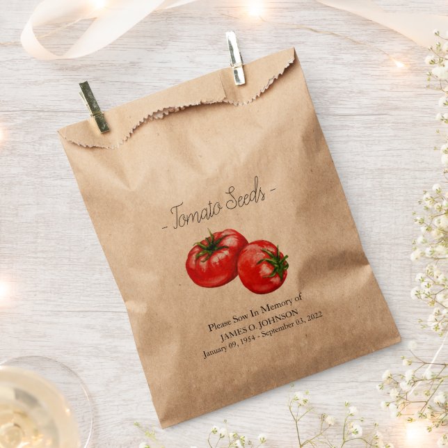 Memorial Tomato Seed Funeral Favor Bag (Clipped)