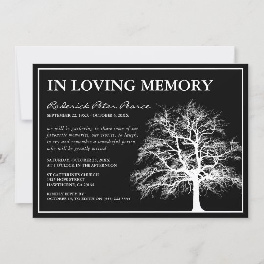 Memorial Tree Funeral In Loving Memory Invitation