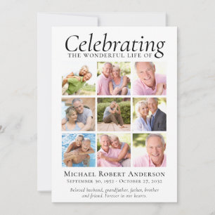 Memorial Tribute 9 Photo Collage Keepsake Thank You Card