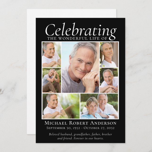 Memorial Tribute Photo Collage Keepsake Thank You  (Front/Back)