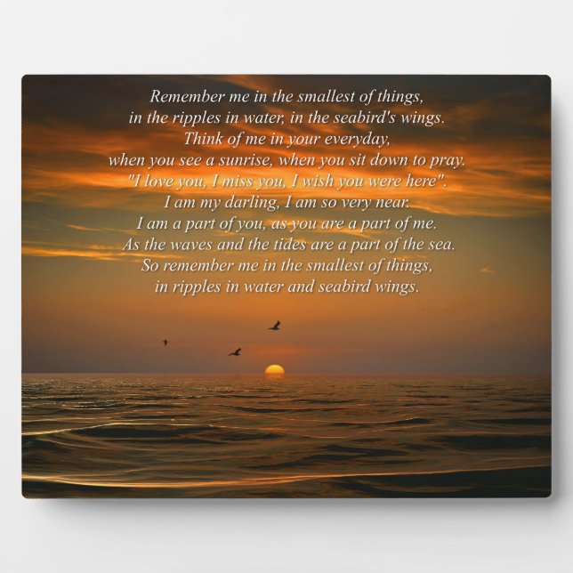 Memorial Tribute Remembrance Ocean Sea Plaque (Front)