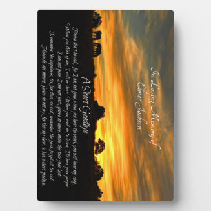 Memorial Tribute with Spiritual Poem Horses Sunset Plaque