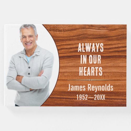 Memorial Tribute Woodgrain Photo Frame Guest Book