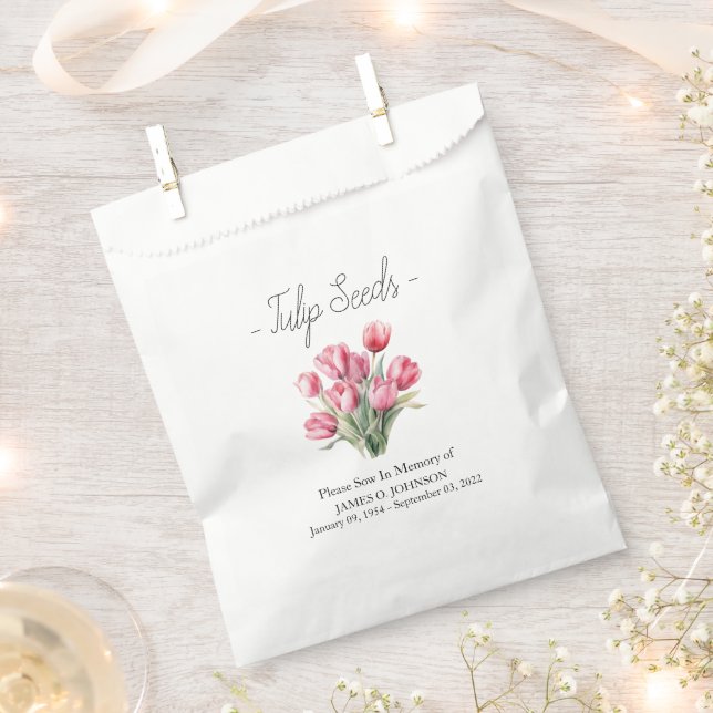 Memorial Tulip Seed Funeral  Favor Bag (Clipped)