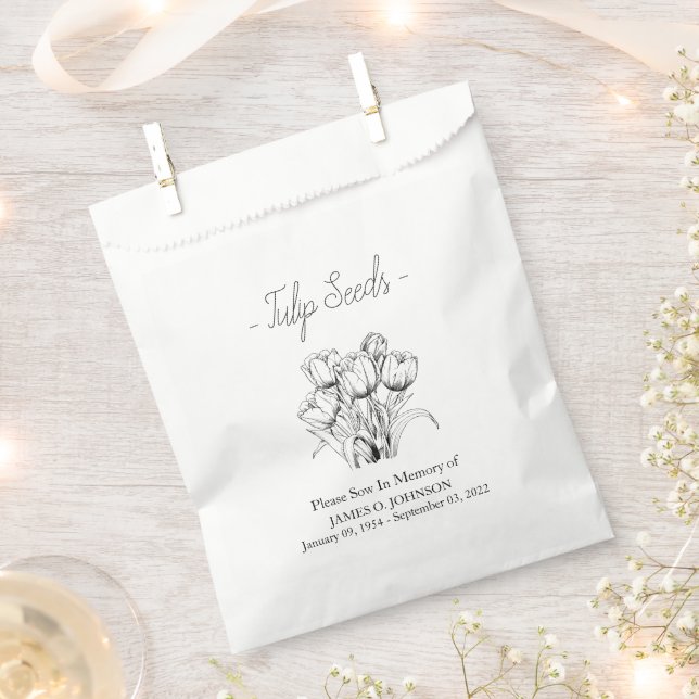Memorial Tulip Seed Funeral  Favor Bag (Clipped)