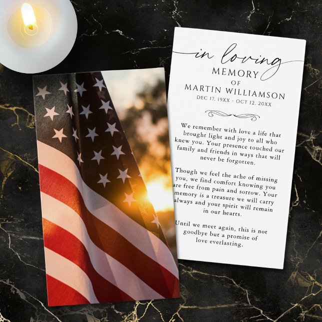 Memorial USA Flag Sympathy Funeral Prayer Card (Creator Uploaded)