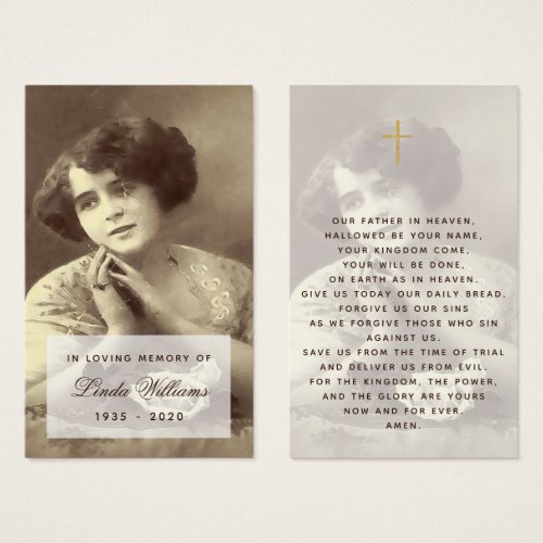 Memorial Vintage Photo Script Funeral Prayer Card