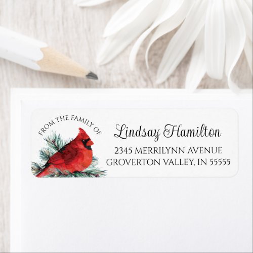 Memorial Watercolor Cardinal Pine Return Address Label