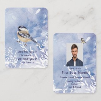 Memorial Watercolor Chickadee Bird Winter Nature 