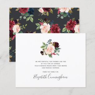 Memorial Watercolor Floral Foliage Botanical Thank You Card