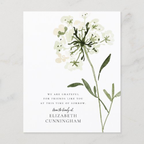 Memorial Watercolor Flower Botanicals Elegant Chic