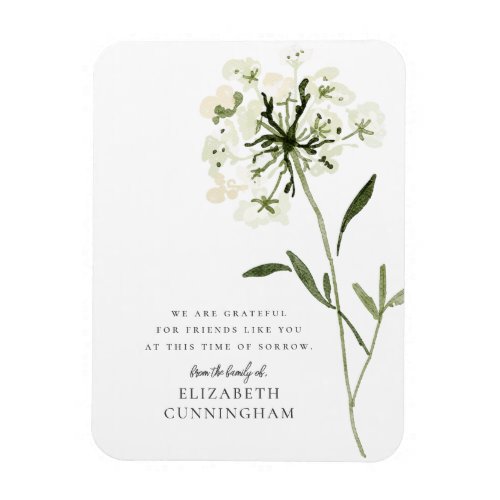 Memorial Watercolor Flower Botanicals Elegant Chic Magnet