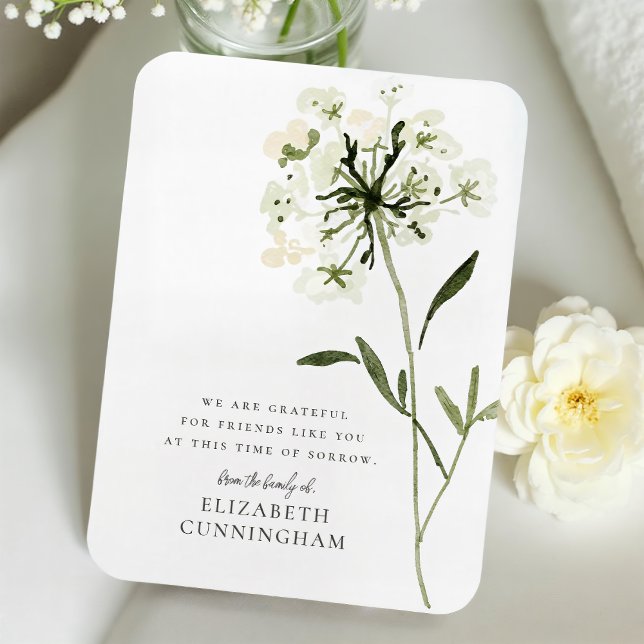 Memorial Watercolor Flower Botanicals Elegant Chic Magnet (Creator Uploaded)