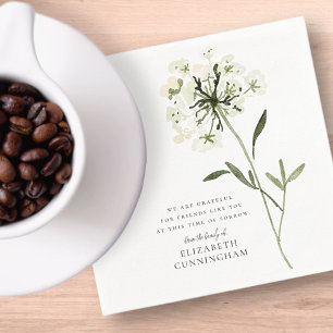 Memorial Watercolor Flower Botanicals Elegant Chic Napkins