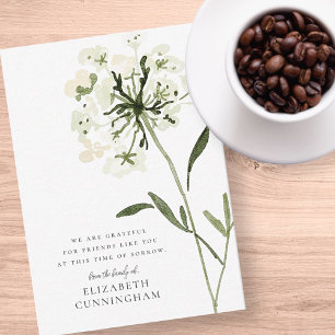 Memorial Watercolor Flower Botanicals Elegant Chic Note Card