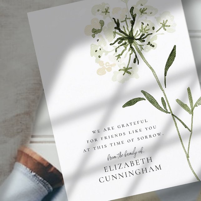 Memorial Watercolor Flower Botanicals Elegant Chic Postcard (Creator Uploaded)