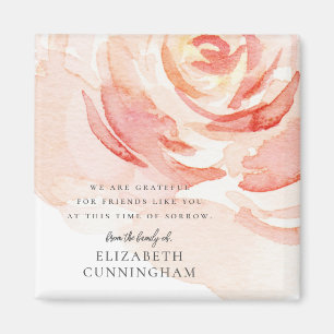 Memorial Watercolor Rose Flower Elegant Chic Magnet