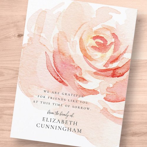 Memorial Watercolor Rose Flower Elegant Chic Postcard