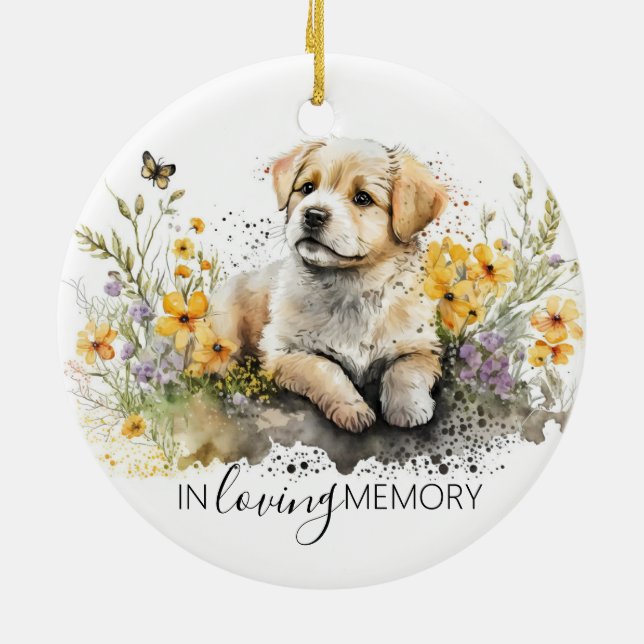 memorial watercolour golden retriever ornament (Back)