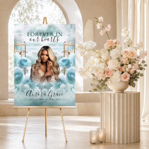 Memorial Welcome Sign Blue Roses Gold Gates Photo