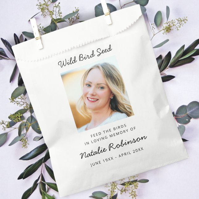 Memorial Wild Bird Seed | Modern Photo Funeral Favor Bag (Creator Uploaded)