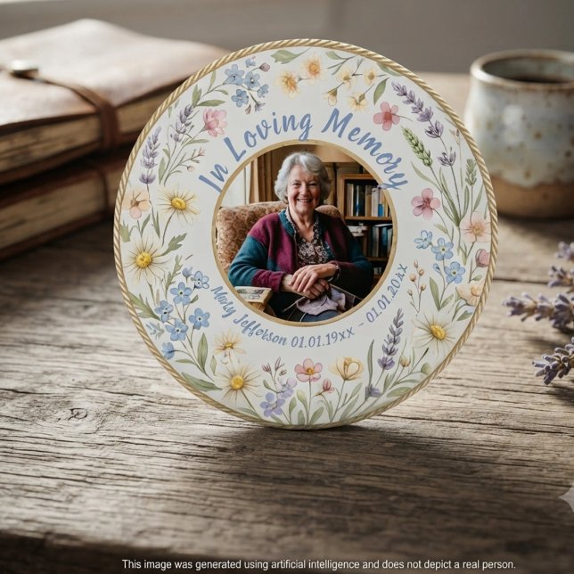 Memorial Wildflower Floral Button (Wildflower bereavement sympathy button)