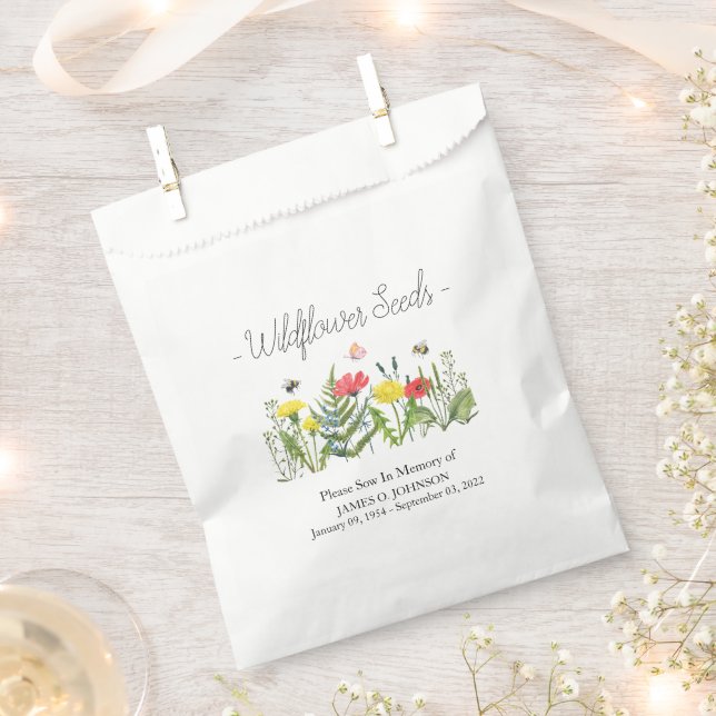 Memorial Wildflower Seed Funeral  Favor Bag (Clipped)