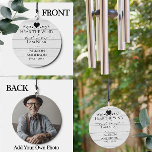 Memorial Wind Rustic Wood One Photo Wind Chime
