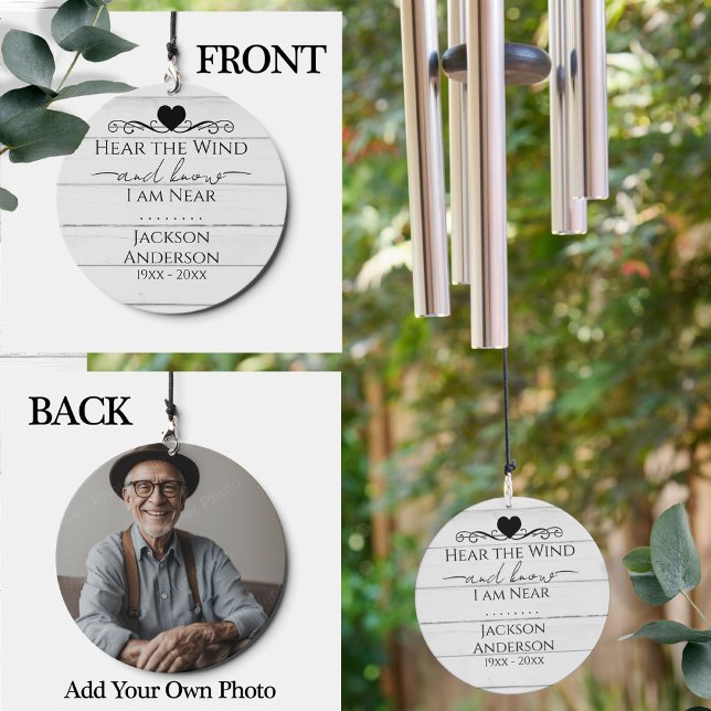 Memorial Wind Rustic Wood One Photo Wind Chime (Creator Uploaded)
