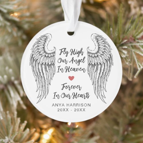 Memorial Wings Fly High Photo Ornament