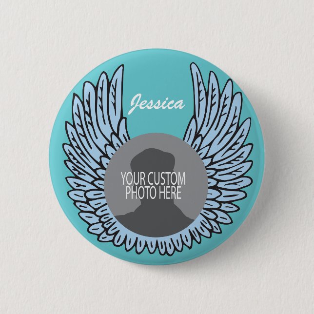 Memorial Wings Keepsake custom photo Button (Front)