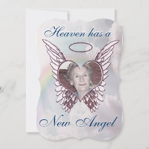 Memorial with Angel Wings and Heart Invitation