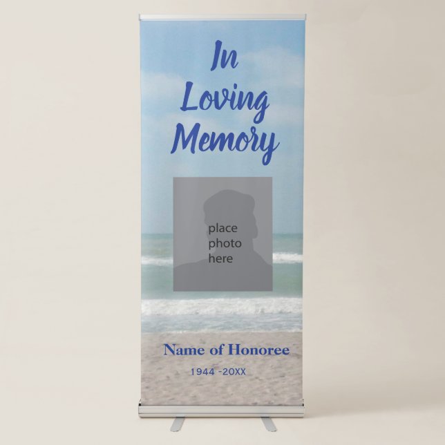 Memorial with beach scene and photo retractable banner (Front)