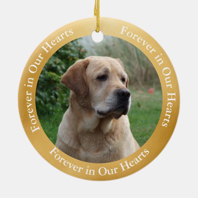 Memorial Yellow Lab Angel Art Custom  Ceramic Ornament (Back)