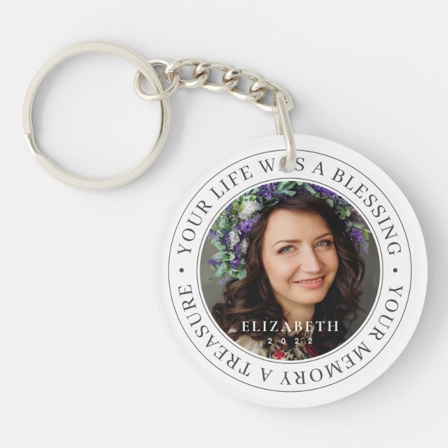 Memorial Your Life a Blessing Modern Photo Keychain (Front)