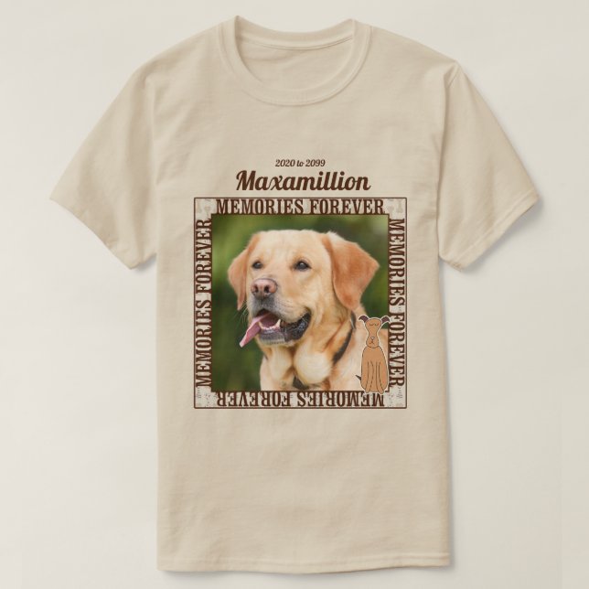 Memorialize Your Dog Custom Photo and Name T-Shirt (Design Front)