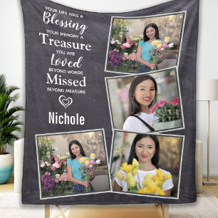 Memorials Keepsake Family Photo Collage Fleece Blanket