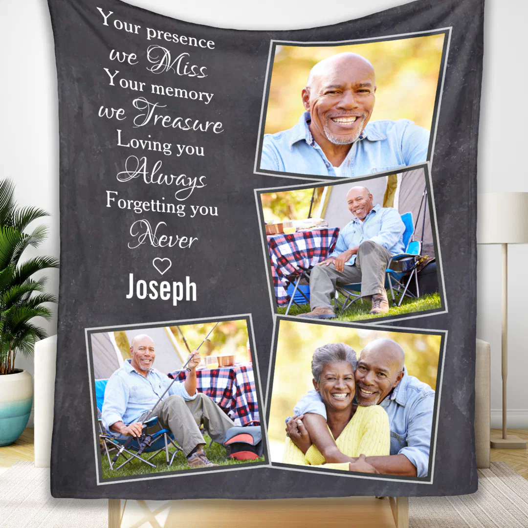 Memorials Keepsake Photo Collage Fleece Blanket (Creator Uploaded)