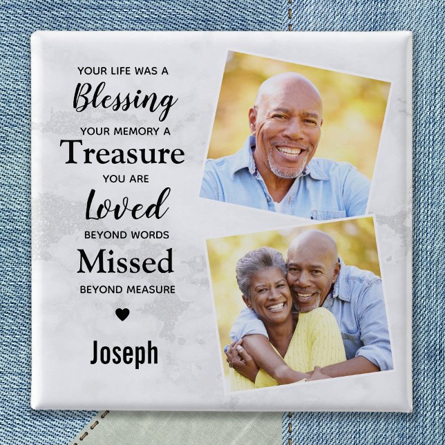 Memorials Remembrance Custom 2 Photo Keepsake Button (Creator Uploaded)