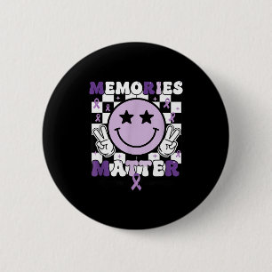 Memories alzheimer's awareness purple ribbon button