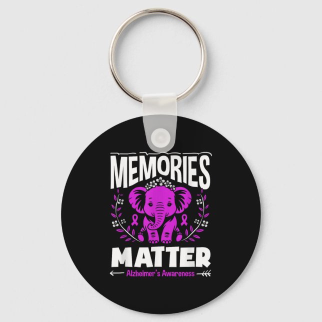 Memories alzheimer's awareness support elephant  keychain (Front)
