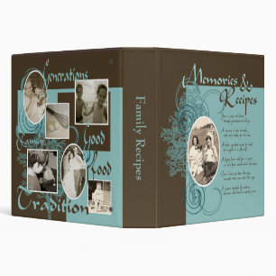 Memories and Recipes Teal & Brown 3 Ring Binder