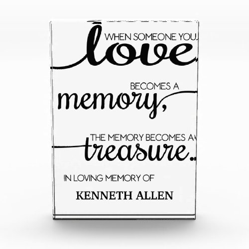 Memories are Treasures Sympathy Remembrance Photo Block