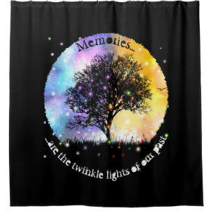 Memories are twinkle lights colorful cosmic tree shower curtain