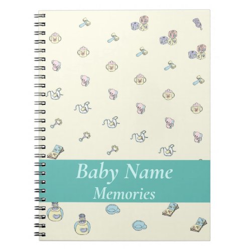 Memories Book Baby Boy Teal Theme Add Name