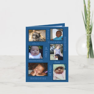 Memories Classic Blue 6 Photo Any Occasion Letterpress Thank You Card