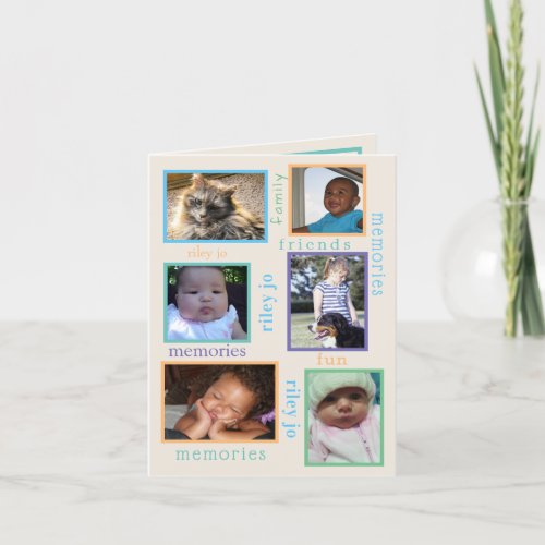 Memories Colorful 6 Photo Any Occasion Thank You Card