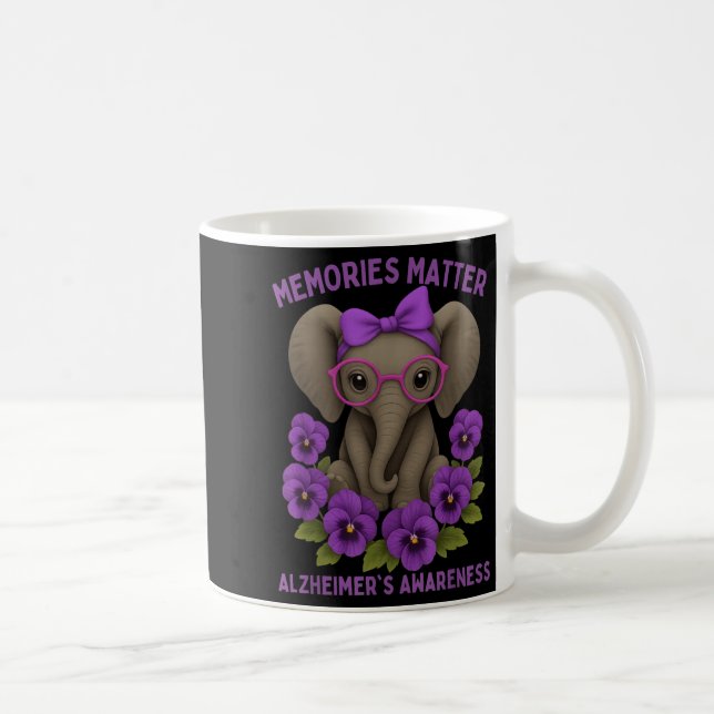 Memories Heimer's Awareness Purple Elephant Flower Coffee Mug (Right)